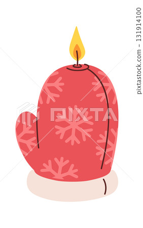Burning Christmas candle mitten shape 131914100