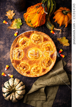 Halloween apple pie with scary faces Halloween apple pie with scary faces 131914143
