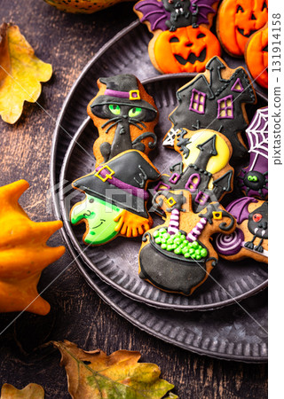 Halloween cookies in shape of pumpkin Halloween cookies in shape of pumpkin 131914158
