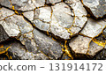 Beautiful rock texture background with gold running patterns 131914172