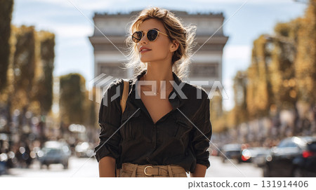 在巴黎觀光的女人 131914406