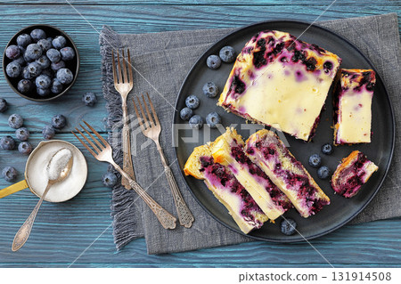 Finnish Blueberry pie cut in slices on a plate Finnish Blueberry pie cut in slices on a plate 131914508