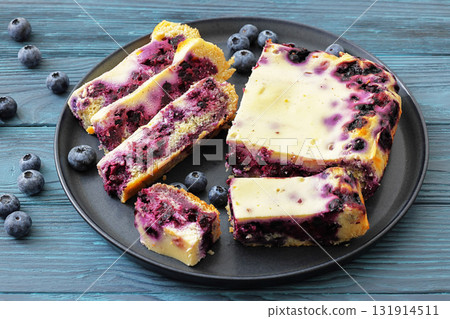Finnish Blueberry pie cut in slices on a plate Finnish Blueberry pie cut in slices on a plate 131914511