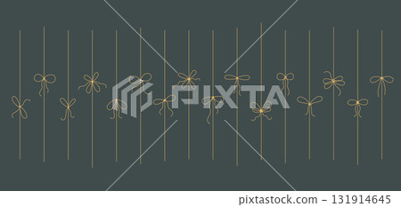 Line elegant minimalist gift ribbons set. Cute thin golden decorative linear vector bow for present, package. 131914645
