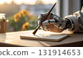 A future art scene where androids hold brushes and create 131914653