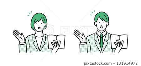 插畫素材：一群穿著西裝的年輕男女 131914972