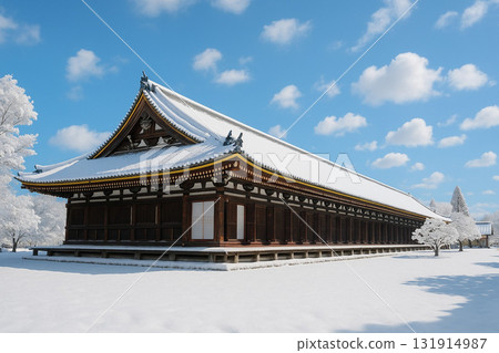 Sanjusangendo snow scene 131914987
