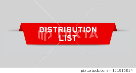 Red color inserted label with word distribution list on gray background Red color inserted label with word distribution list on gray background 131915034