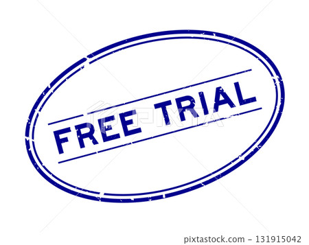 Grunge blue free trial word oval rubber seal stamp on white background Grunge blue free trial word oval rubber seal stamp on white background 131915042