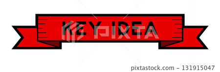 Ribbon label banner with word key idea in red color on white background 131915047