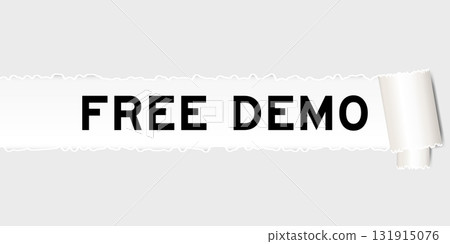 Ripped gray paper background that have word free demo under torn part 131915076