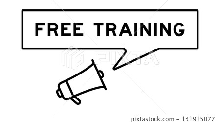 Megaphone icon with speech bubble in word free training on white background Megaphone icon with speech bubble in word free training on white background 131915077