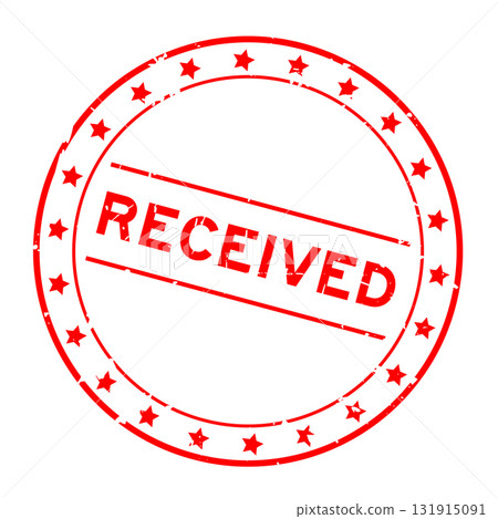 Grunge red received word round rubber seal stamp on white background Grunge red received word round rubber seal stamp on white background 131915091