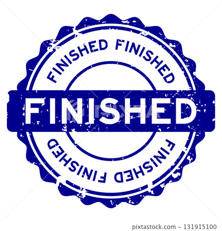 Grunge blue finished word round rubber seal stamp on white background 131915100