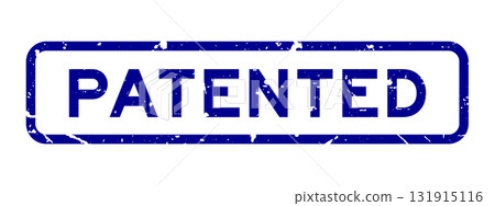 Grunge blue patented word square rubber seal stamp on white background Grunge blue patented word square rubber seal stamp on white background 131915116