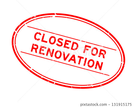 Grunge red closed for renovation word oval rubber seal stamp on white background Grunge red closed for renovation word oval rubber seal stamp on white background 131915175