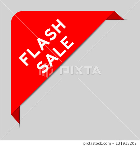 Red color of corner label banner with word flash sale on gray background Red color of corner label banner with word flash sale on gray background 131915202