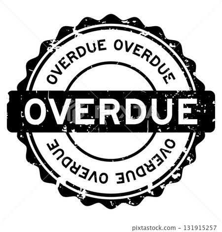 Grunge black overdue word round rubber seal stamp on white background Grunge black overdue word round rubber seal stamp on white background 131915257