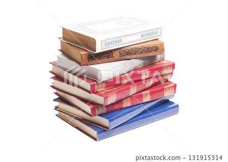 Books stack isolated on white background 131915314
