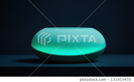 Bluetooth speaker in matte sage green, its minimalist form pulsing with an internal glow. Bluetooth speaker in matte sage green, its minimalist form pulsing with an internal glow. 131915478