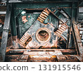 old rusty mug with a wooden door 131915546
