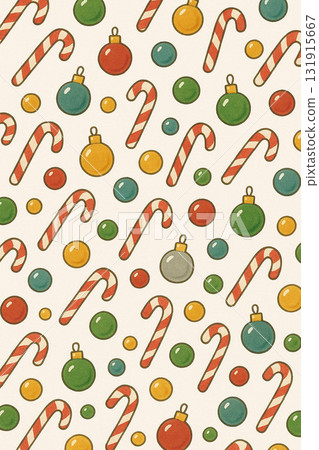聖誕飾品系列：糖果手杖和裝飾圖案背景 131915667