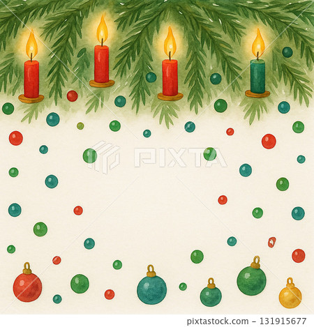 聖誕飾品系列：蠟燭和飾品的溫暖陀螺形背景 131915677