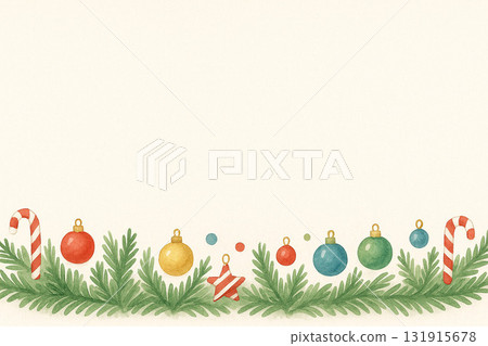 聖誕裝飾系列：底部形狀的聖誕背景，配有冷杉樹和裝飾品 131915678