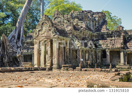 Ancient temple ruins with trees Angkor Wat Cambodia 131915810