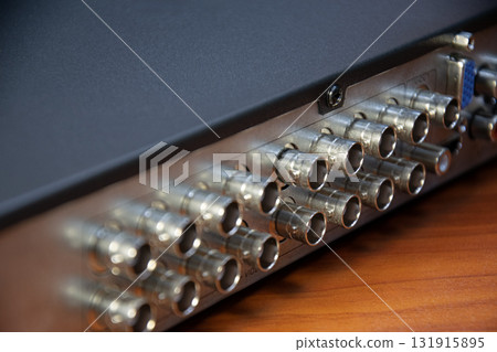 Rear view of the CCTV recorder, with various connection ports. 131915895