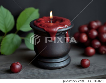 Elegant Black and White Candle with Gothic Design 131916029