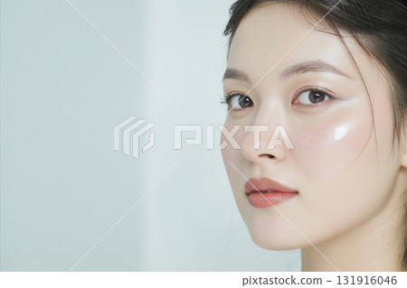 portrait of a young woman hold a basket in the garden 131916046