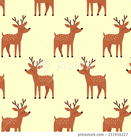 Flat reindeer seamless pattern vector illustration. Flat reindeer seamless pattern vector illustration. 131916227