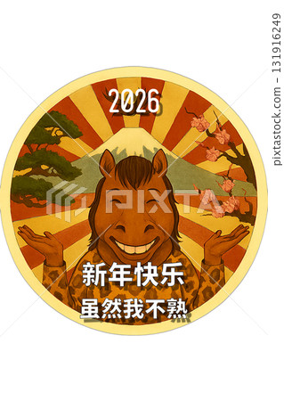 A mismatch between lucky charms and "I don't know"! Leopard print horse New Year's card A mismatch between lucky charms and "I don't know"! Leopard print horse New Year's card 131916249