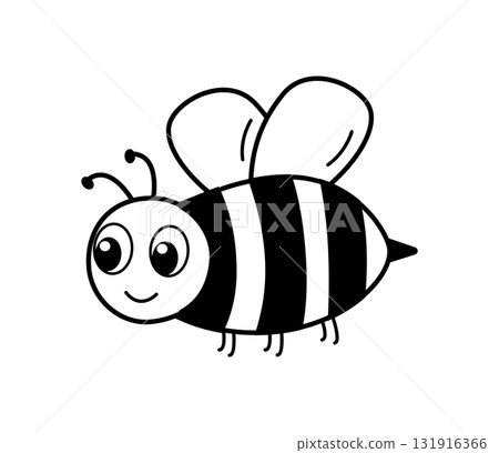Funny cartoon bee icon. Vector illustration isolated on white. 131916366