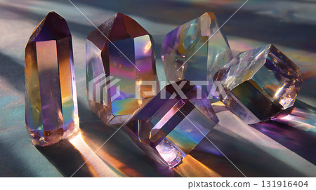 A beautiful collection of crystals bathed in light 131916404