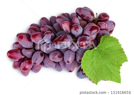 Red grape berry bunch isolated on white background. Top view. Flat lay Red grape berry bunch isolated on white background. Top view. Flat lay 131916658