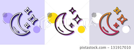 Moon line icon. Halftone dotted pattern. Gradient icon with grain shadow. Sleep rest sign. Night lunar symbol. Line moon icon. Various designs. Vector Moon line icon. Halftone dotted pattern. Gradient icon with grain shadow. Sleep rest sign. Night lunar symbol. Line moon icon. Various designs. Vector 131917010