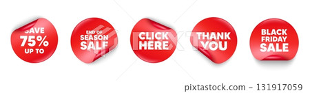 Discount sticker tag. Season sale, Black friday paper price banners. Save up to 75 percent. Discount Sale offer price sign. Special offer symbol. Thank you sticker. Vector Discount sticker tag. Season sale, Black friday paper price banners. Save up to 75 percent. Discount Sale offer price sign. Special offer symbol. Thank you sticker. Vector 131917059