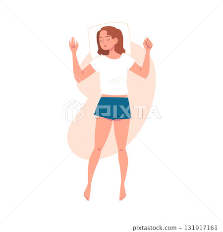 Sleeping Woman Character Lying in Pose with Pillow Vector Illustration Sleeping Woman Character Lying in Pose with Pillow Vector Illustration 131917161