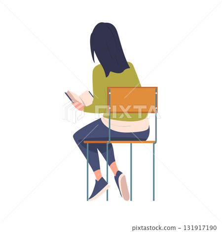 Woman Sitting on Chair with Her Back Vector Illustration Woman Sitting on Chair with Her Back Vector Illustration 131917190