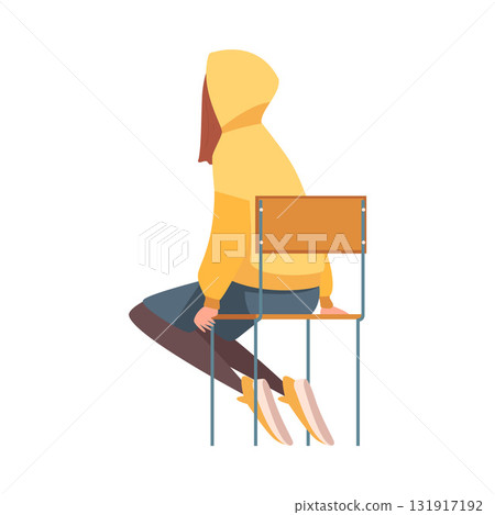 Woman Sitting on Chair with Her Back Vector Illustration 131917192