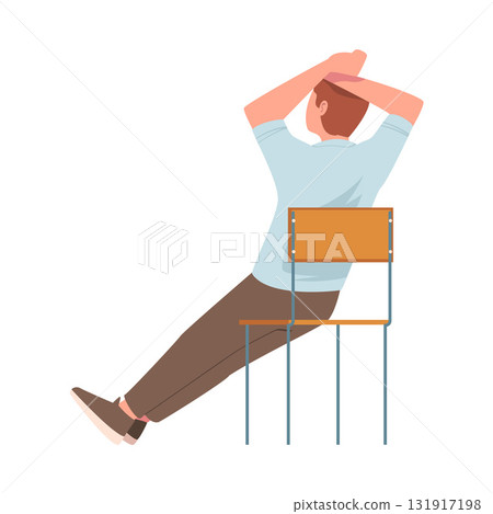 Man Sitting on Chair with His Back Vector Illustration Man Sitting on Chair with His Back Vector Illustration 131917198