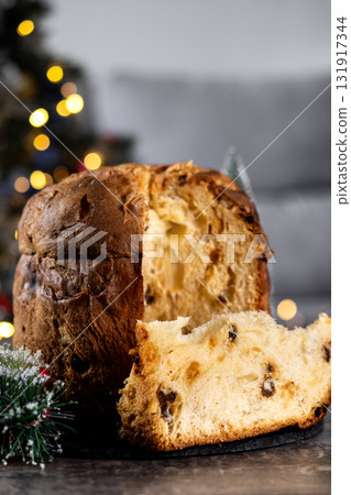 Traditional Italian Panettone 131917344