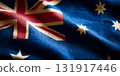 National flag of Australia hoisted outdoors  Australia Day Celebration. Front view 131917446