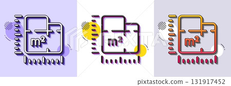 Floor plan line icon. Halftone dotted pattern. Gradient icon with grain shadow. Room dimension sign. House area measurement symbol. Line floor plan icon. Various designs. Vector Floor plan line icon. Halftone dotted pattern. Gradient icon with grain shadow. Room dimension sign. House area measurement symbol. Line floor plan icon. Various designs. Vector 131917452