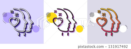Heart line icon. Halftone dotted pattern. Gradient icon with grain shadow. Couple love emotion sign. Valentine day symbol. Line heart icon. Various designs. Vector Heart line icon. Halftone dotted pattern. Gradient icon with grain shadow. Couple love emotion sign. Valentine day symbol. Line heart icon. Various designs. Vector 131917492