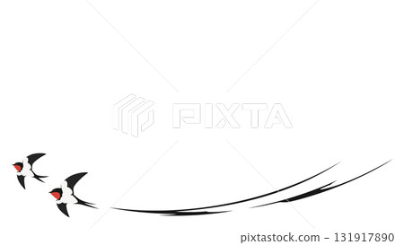 兩隻飛翔的燕子的插圖的框架材料 131917890