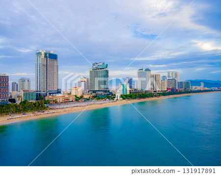 A coastal town in the early morning. 131917891
