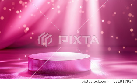 Luxurious Pink Glowing Podium Illuminated By Soft Light Luxurious Pink Glowing Podium Illuminated By Soft Light 131917934